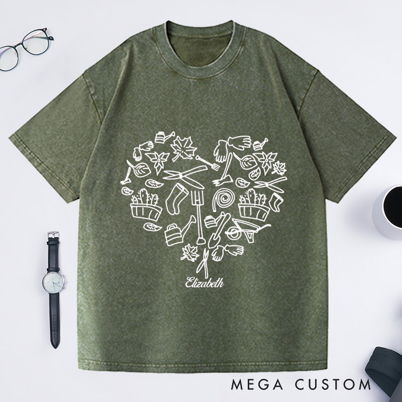 Personalized Plant Lover Washed T-Shirts Farmer T-Shirt Hoeing Ain't Easy Shirt Gift For Gardeners Botanical Shirt Gardening Shirt