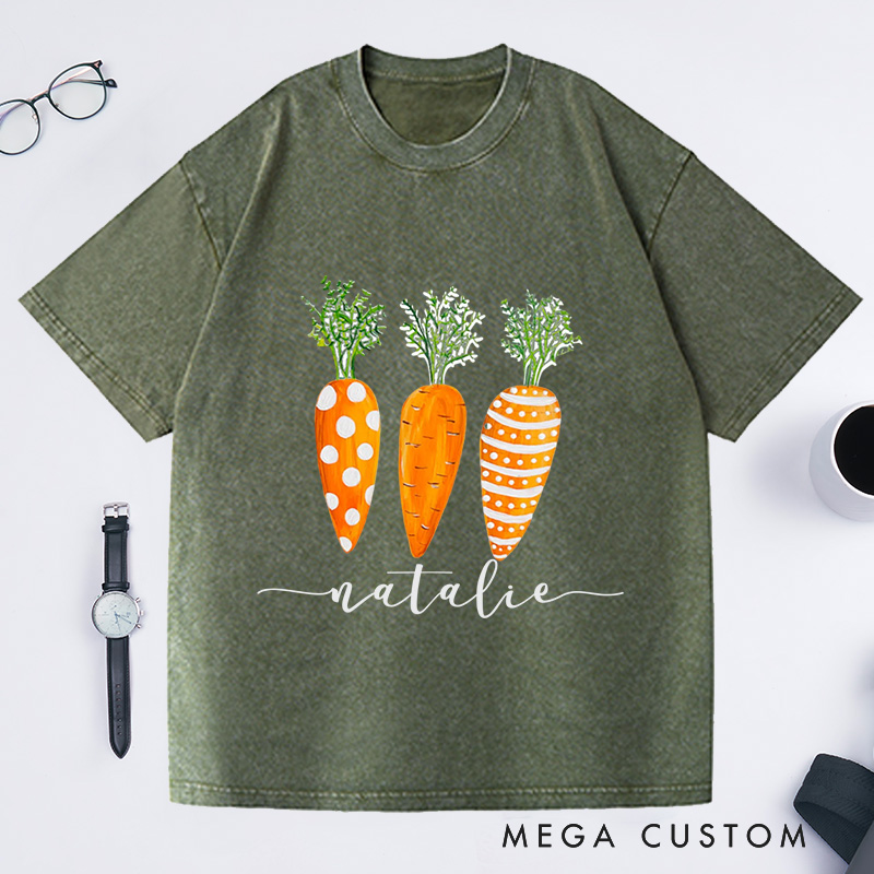 Personalized Carrots Washed T-Shirts Gardening Lover Gifts