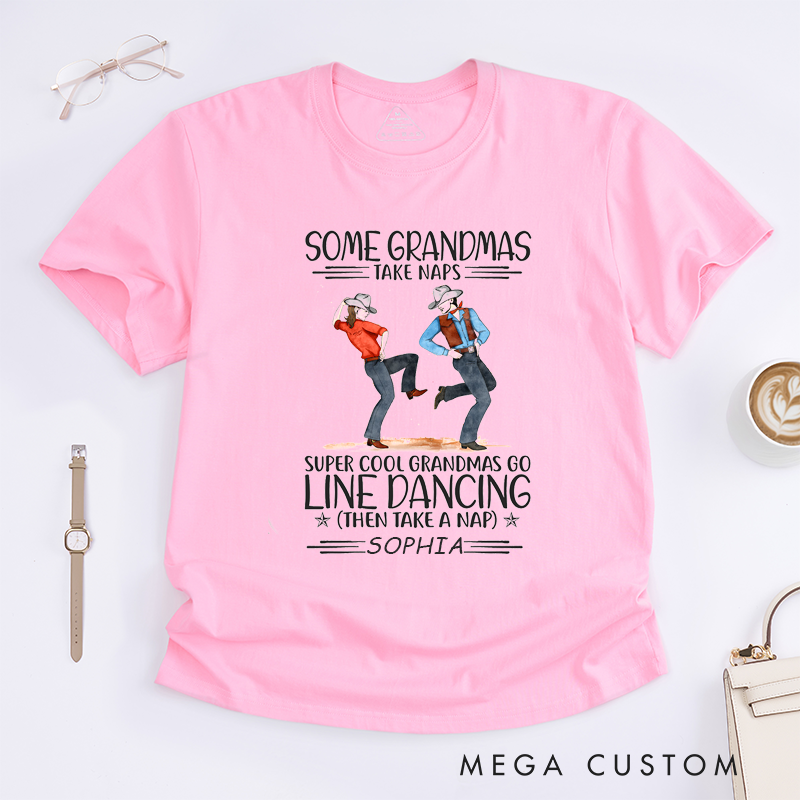 Personalized Dancing Grandma T-Shirt Custom Name Cool Grandma Gift for Women Fun Country Napping Grandmother Tee Unique Dance Present for Her