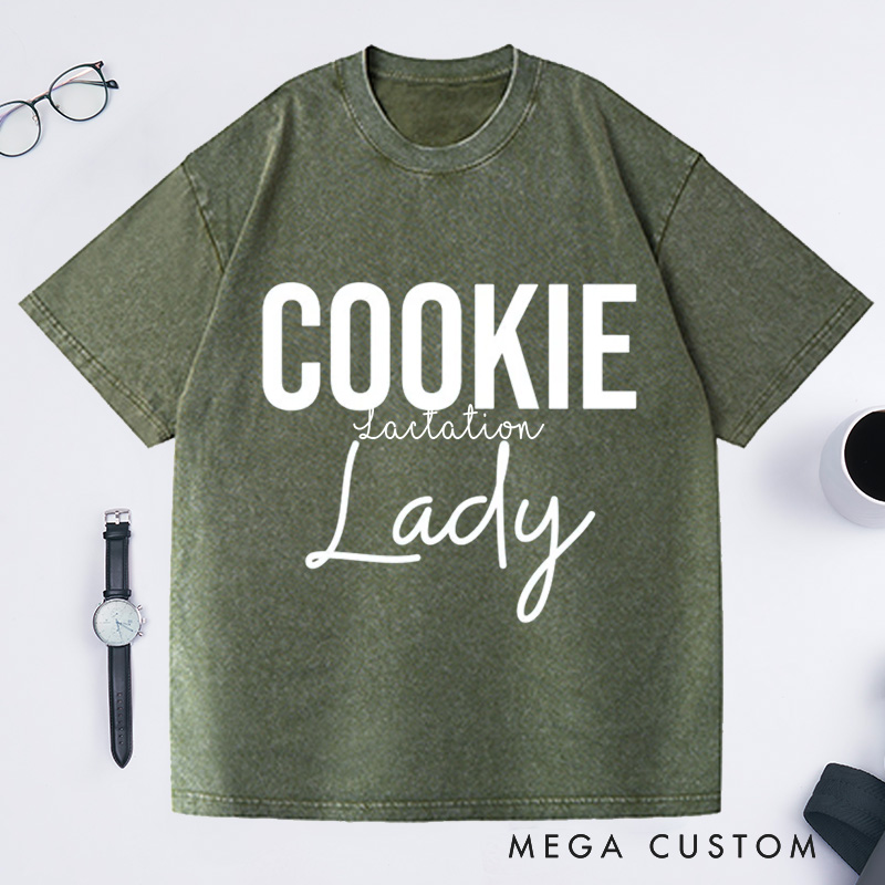 Personalized Cookie Lady Washed T-Shirts Baking Shirt Baker Gifts Cookie Shirt Baking Gifts for Women