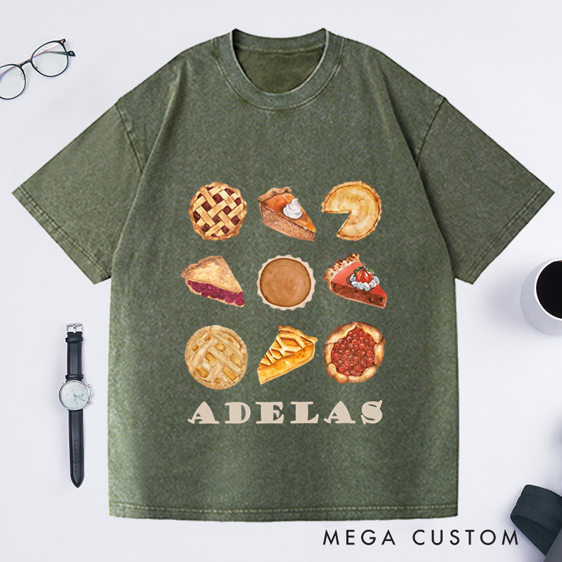 Personalized Comfort Colors Pumpkin Pie Washed T-Shirts Fall Shirt Thanksgiving Gift Thanksgiving Shirt