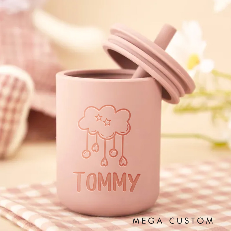 Personalized Silicone Baby Cup with Name Baby Gift New Baby Girl Boy Gift