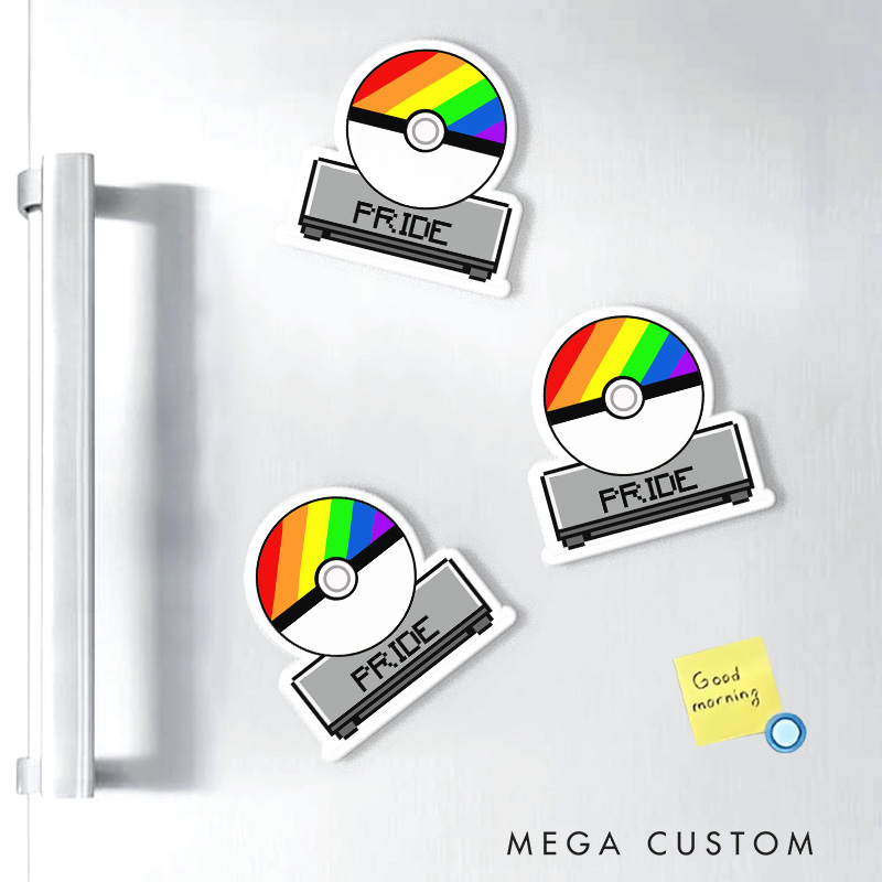 Personalized Pride Flag Ball Fridge Magnets LGBTQ Pride Gamers Magnets Anime Lovers Gaming Fridge Decal