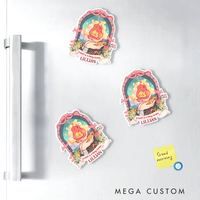 Personalized Anime Cute Fire Fridge Magnets Japanese Kawaii Magnets for Anime Lovers Studio Inspired Fridge Decal