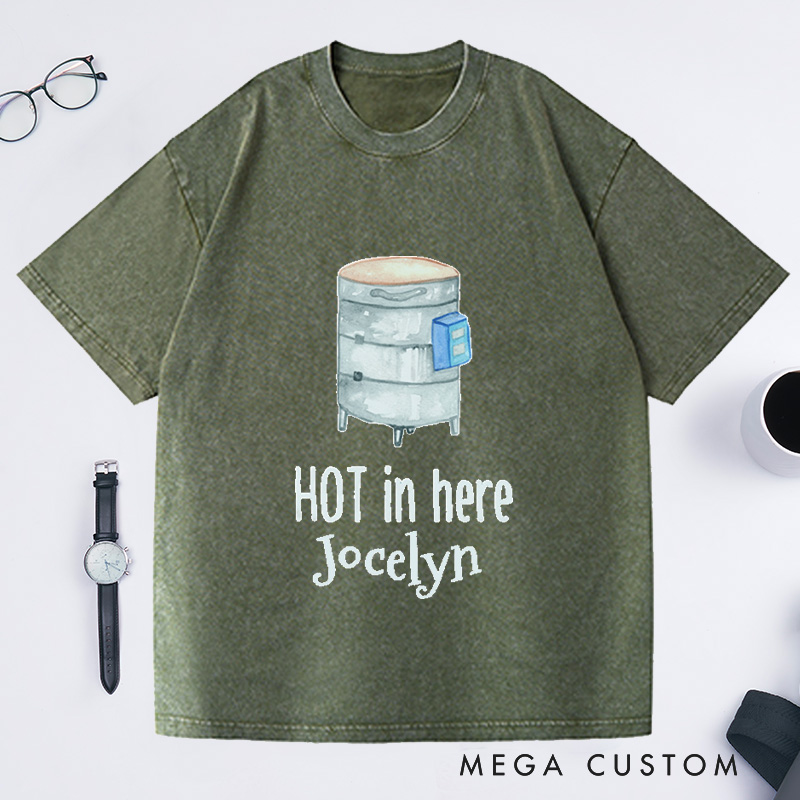 Personalized It's Getting Hot In Here Washed T-Shirts Ceramic Artist Shirt Potters Apparel Funny Kiln Tee