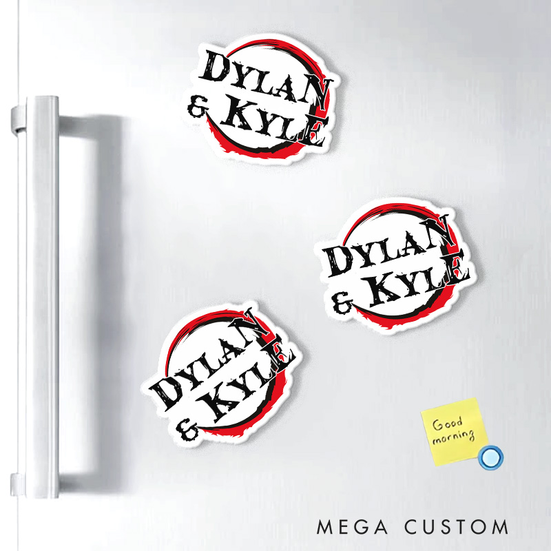 Personalized Demon Anime Name Fridge Magnets Japanese Manga Comic Magnets for Anime Lovers Fridge Decal