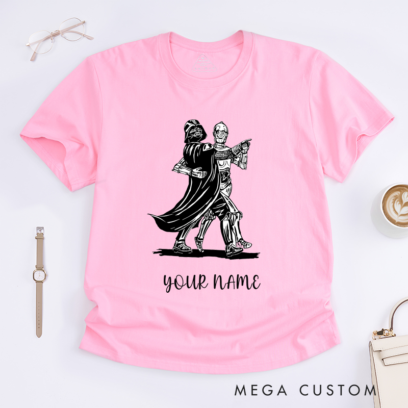 Personalized Robot Dance Partners T-Shirt Custom Name Unique Retro Art Tee for Men and Women Perfect Birthday Present
