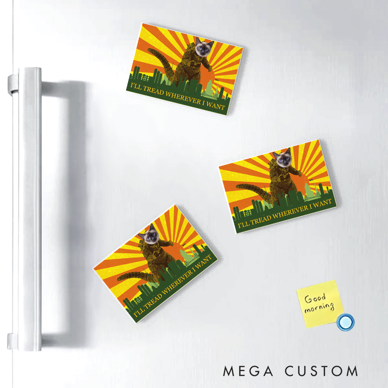 Personalized I'll Threat Whatever I Want Funny Movie Fridge Magnets Cat Dog Photo Magnets for Monster Film Lovers Dog Mom & Dad