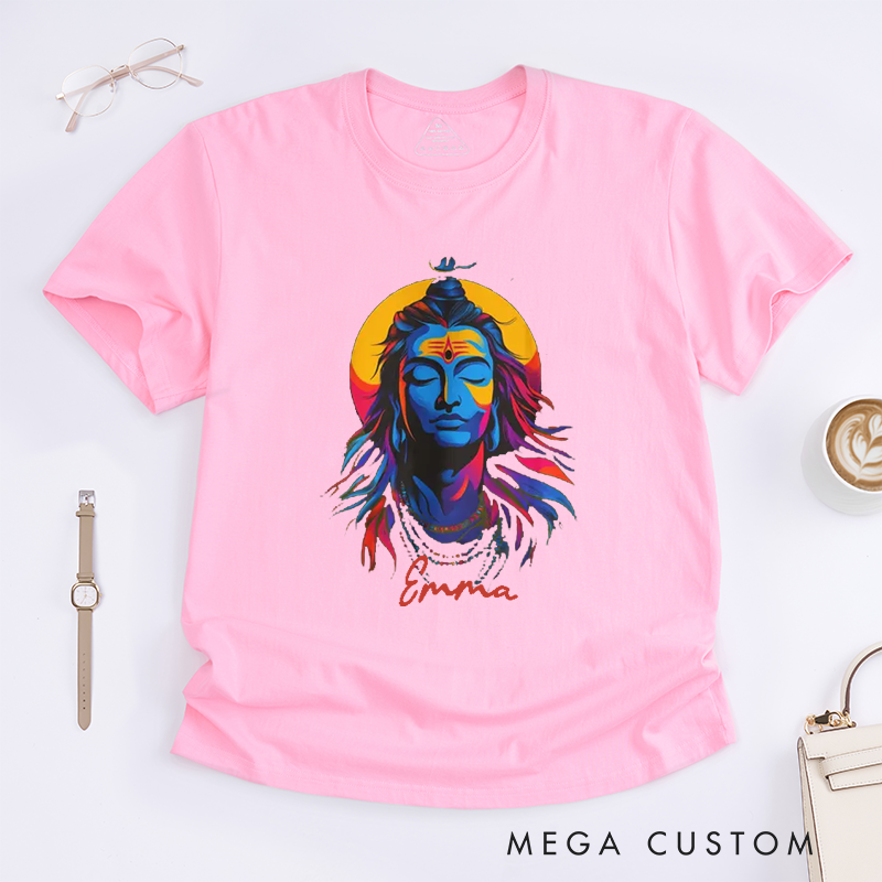 Personalized Shiva Meditation T-Shirt Lord Shiva Yoga T-Shirt Mahadev Graphic Tee Om Namah Shivaya Tee Yoga Lover