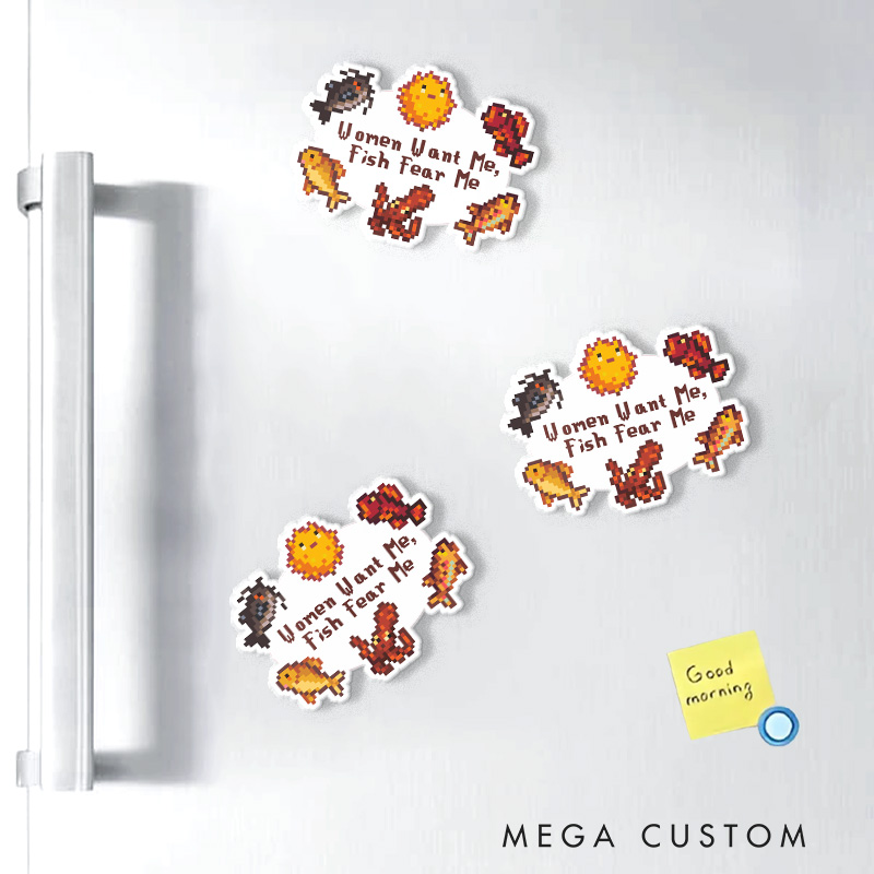 Personalized Women Want Me Fish Fear Me Game Fridge Magnets Farming Gamer Magnets Valley Geek Gaming Nerd Fridge Decal