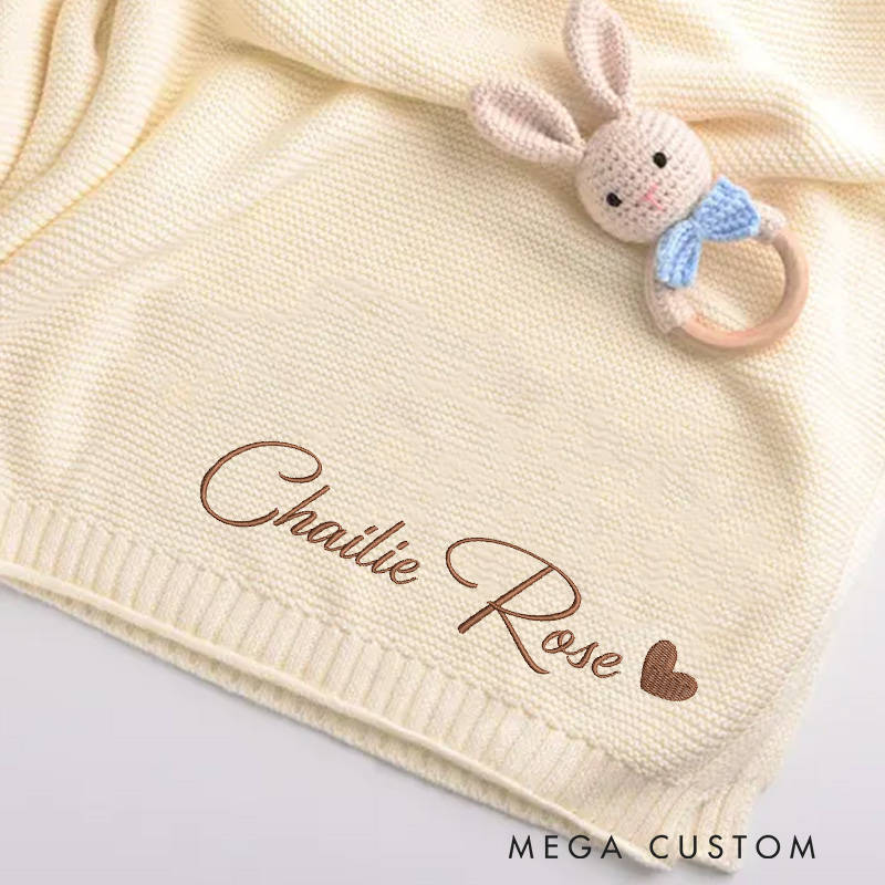 Personalized Embroidered Baby Name Blanket Baby Shower Gift Newborn Baby Gift Nursery Blanket