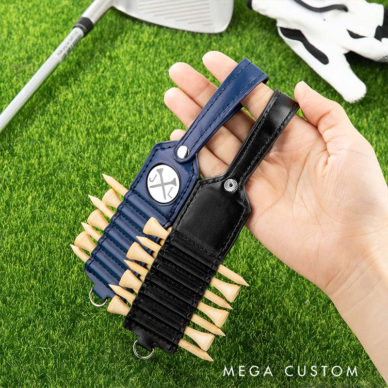 Personalized Leather Golf Tee Holder with Customizable Designs for Golf Enthusiasts