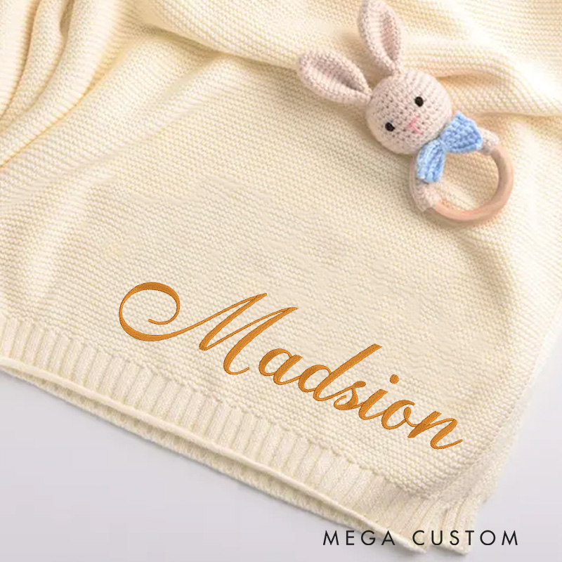 Personalized Embroidered Baby Blanket Cozy Soft Cotton Knit with Name Blanket Baby Shower Gift Baby Gift for Newborns