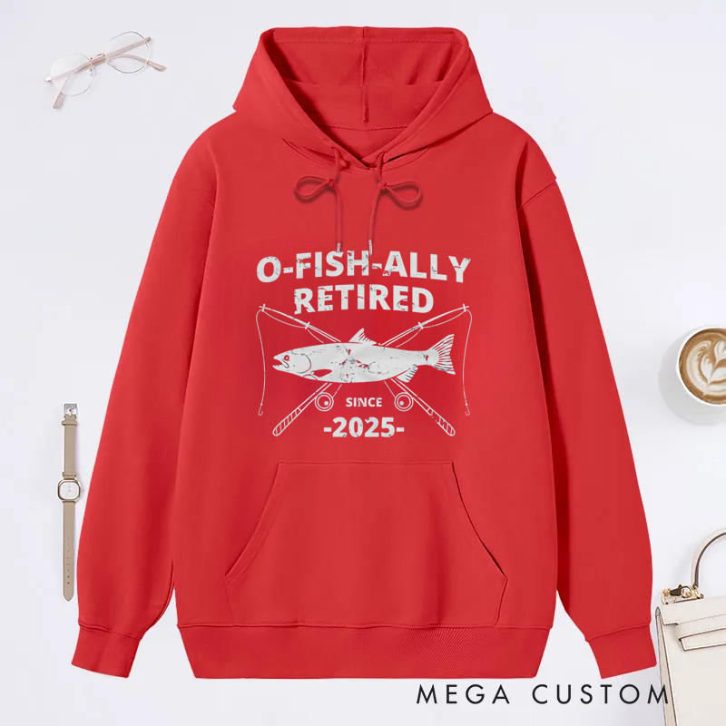 Personalized O-Fish-Ally Retired Classic Hoodie Fun Retirement Gift for Fishing Lovers
