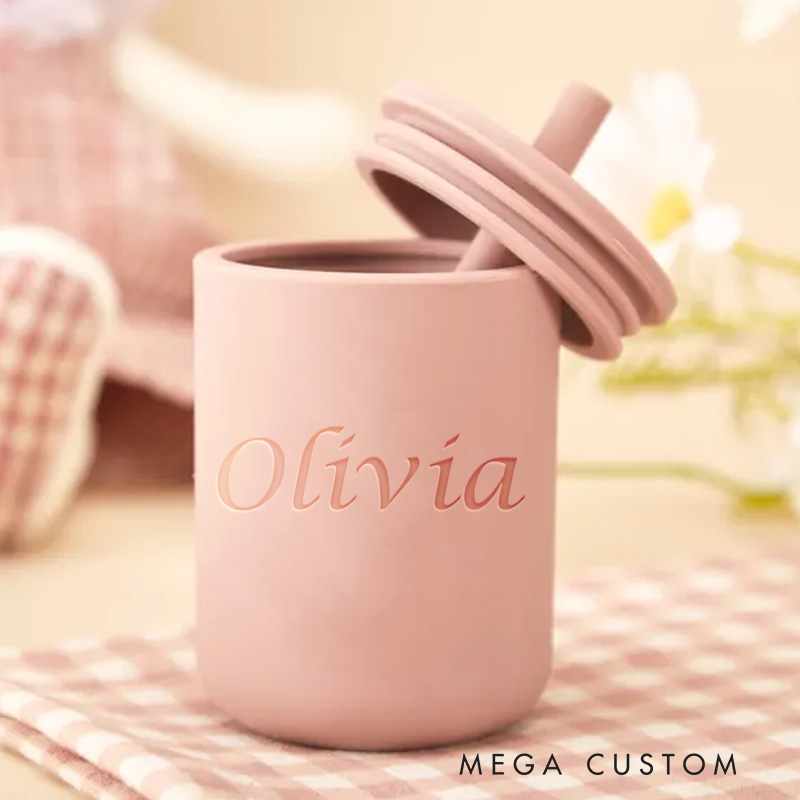 Personalized Classic Cursive Baby Name Engraved Cup for Baby Timeless and Graceful Sippy Cup