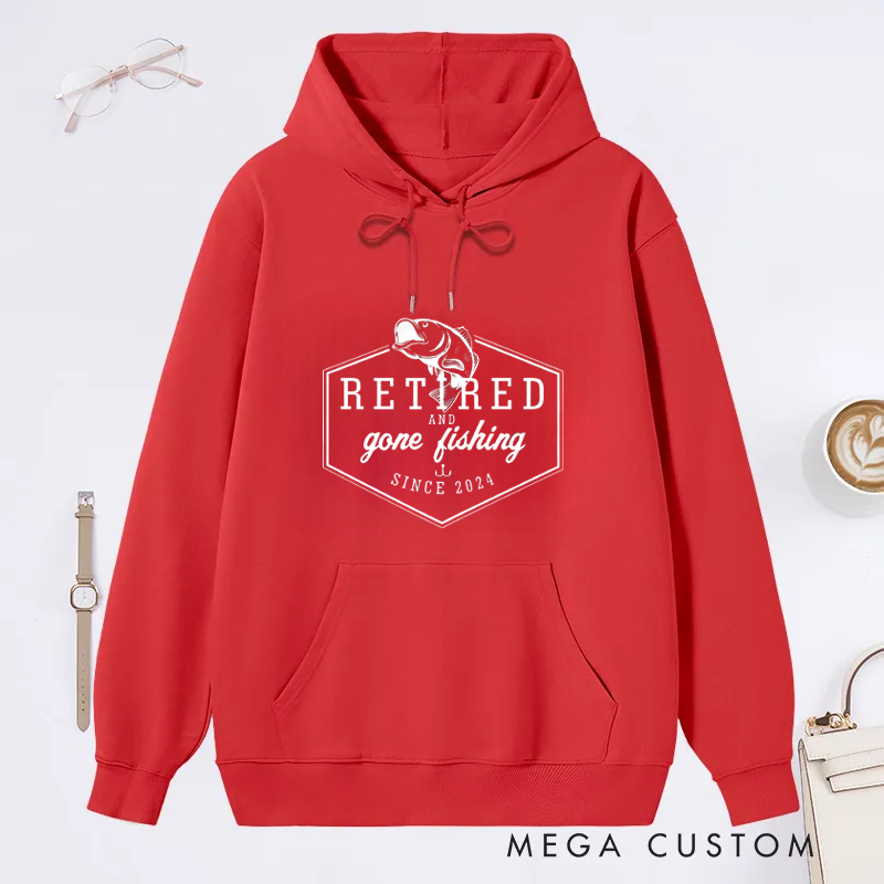 Personalized Retired and Gone Fishing Classic Hoodie Retirement Gift for Fishing Lover