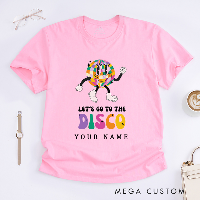 Personalized Disco Dance T-Shirt Custom Name Unisex Colorful Retro Party Dance Tee Fun Gift for Dance Lovers Friends Birthday