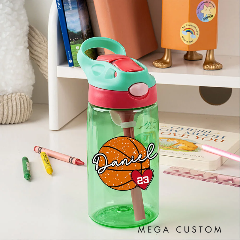 Personalized Kids' Sports Water Bottles with Custom Name and Fun Athletic Designs