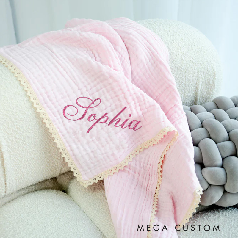 Personalized Embroidery Baby Blanket with Name Newborn Baby Gift Baby Shower Gift