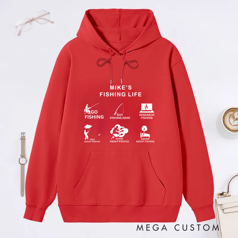 Personalized Funny Fishing Life Classic Hoodie Gift for Fishing Lovers Anglers Outdoor Enthusiasts and Fishermen