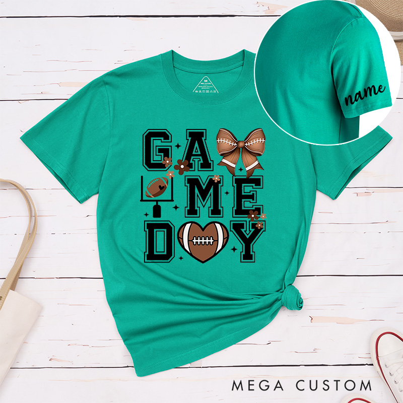 Personalized American Football and Rugby Game Day T-Shirts with Featuring Custom Name for Game Day Glam