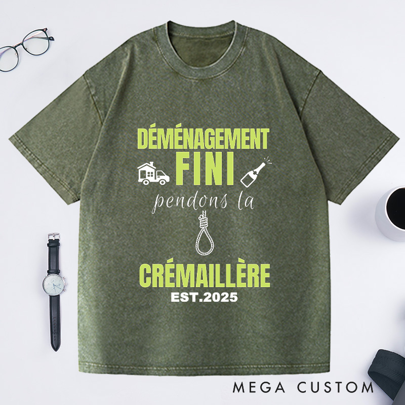 Personalized Custom EST French Housewarming T-Shirt Déménagement Fini Crémaillère Moving Celebration Gift
