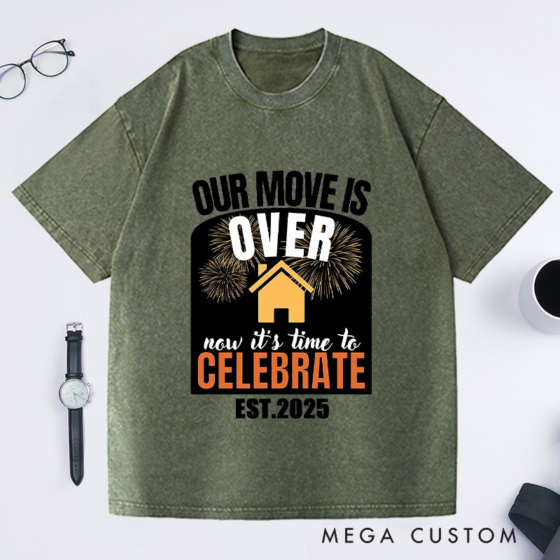 Personalized Move Over Celebration T-Shirt Housewarming Custom Joyful New Beginnings Gift