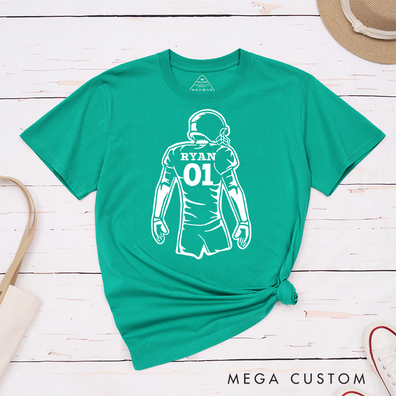 [Copy]Personalized American Football T-Shirt with Custom Favorite Team Name and Number-Football Season Tee