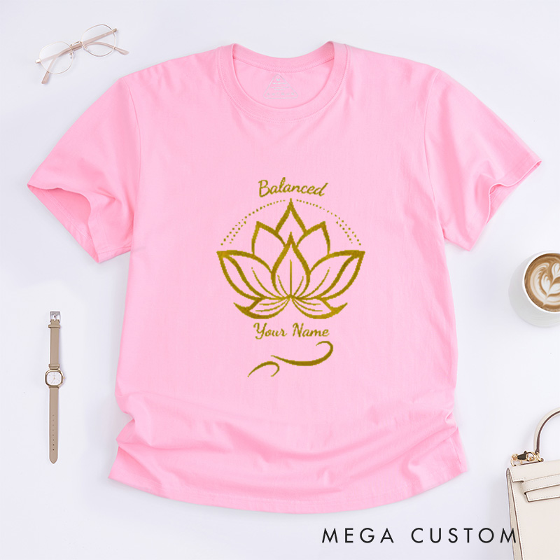 Personalized Lotus T-Shirt for Women Gift for Her Yoga Lover Gift Yoga Group T-Shirt Yoga Instructor Gift