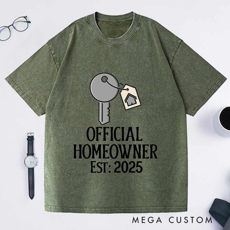 Personalized Official Homeowner T-Shirt Housewarming Custom Key Tag Celebration Gift