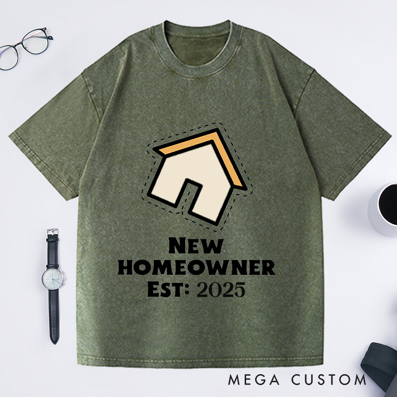 Personalized New Homeowner T-Shirt Housewarming Custom Dotted House Celebration Gift