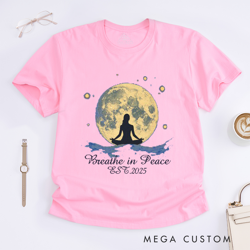 Personalized Yoga Moon T-Shirt Celestial Female Silhouette Tee Meditation T-Shirt Yoga Lover Gift Yoga Cosmic T-shirt