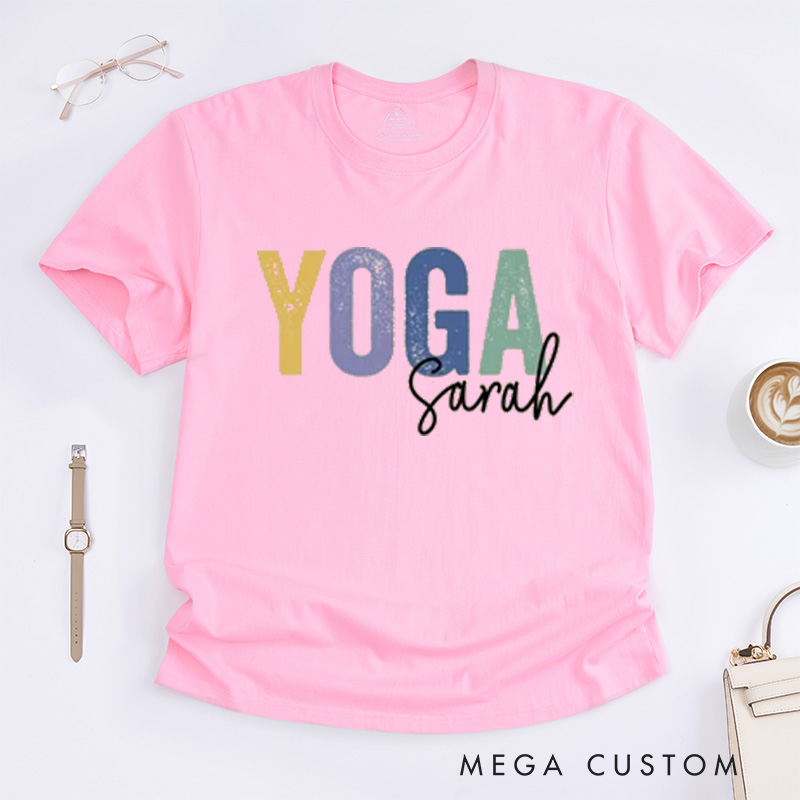 Personalized Yoga T-Shirt Yoga Teacher T-Shirt Yoga Gift for Women Gym Girl Yoga Lover T-Shirt