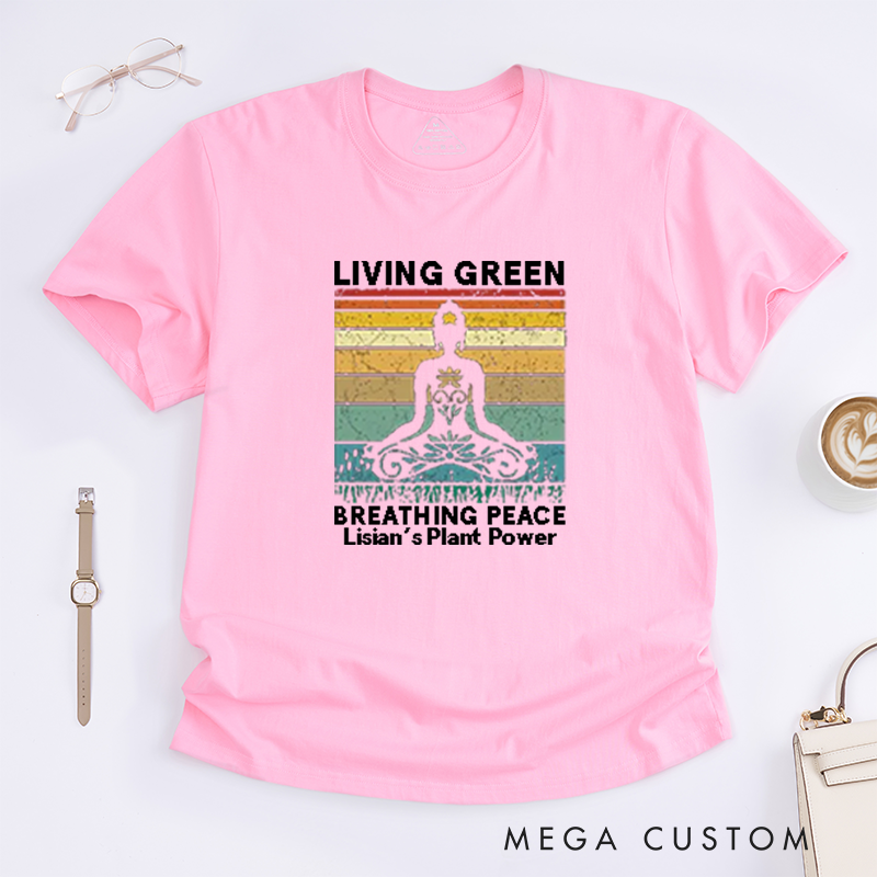 Personalized Powered By Plants Yoga T-Shirt Excitation T-Shirt Positive Yoga Lover T-Shirt Yoga Gift for Her