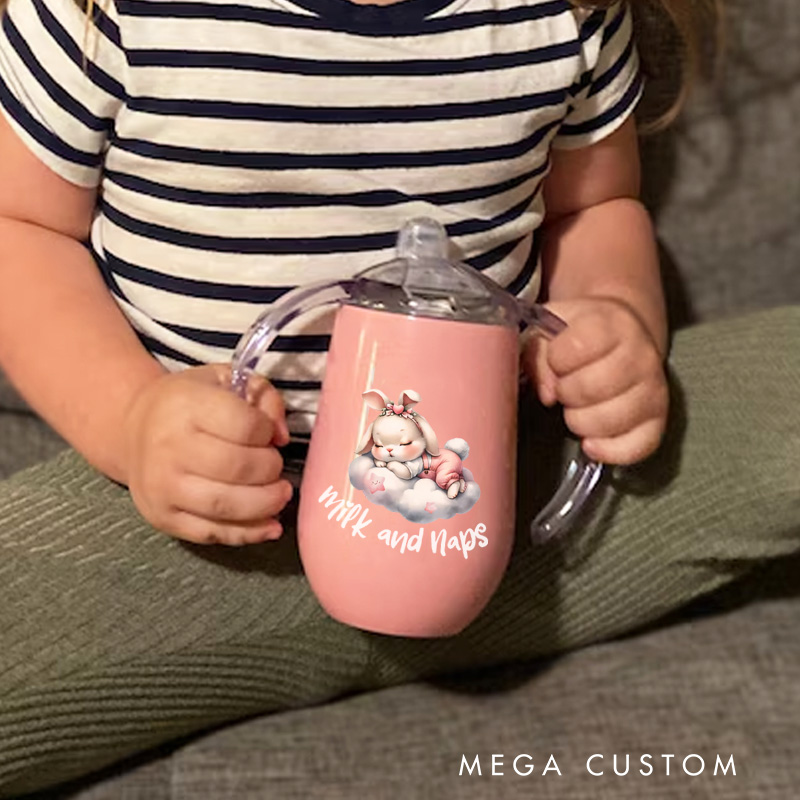 Personalised Milk and Naps Sippy Cup Baby Training Cup Baby Birthday Gif Baby Boy or Girl Gift
