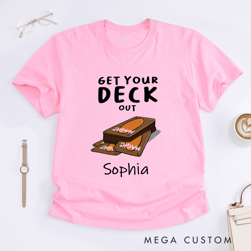 Personalized Deck Magic Card T-Shirt Custom Name Gift For Board Game Enthusiast Unique Playful Shirt for Friends and Family Birthday Present