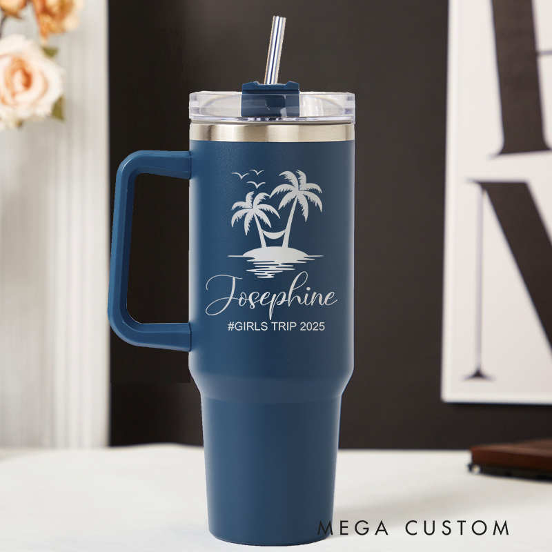 Personalized Beach Tumbler Gift for Vacation Tumbler with Name Tumbler 40OZ Stainless Steel Tumbler Laser Engraved Tumbler Gift for Her