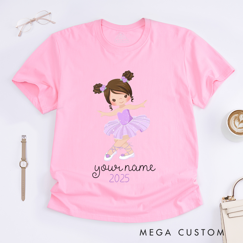Personalized Girl Ballet T-Shirt Custom Name Gift for Girls Dance Lovers Unique Women Tee Customized Present