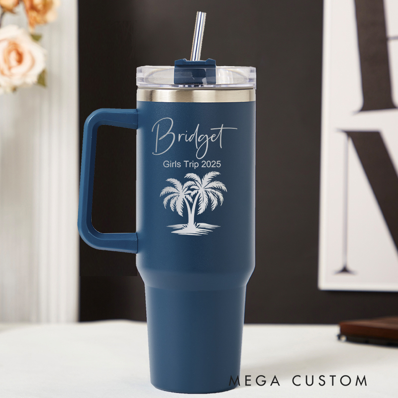 Personalized Girls Trip 2025 Tumbler Beach Vacation Tumblers 40OZ Stainless Steel Tumbler Engraved Tumbler Traveling Lover Gift Gift for Her