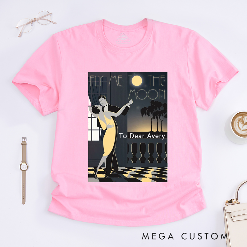 Personalized Dance Waltz T-Shirt Custom Name Romantic Night Scene Gift Unique Anniversary Present for Him or Her To Dear Avery Birthday Outfit