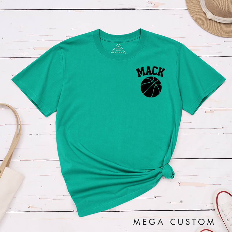 Personalized Basketball T-Shirt with Custom Name and Minimalist Basketball Graphic for a Stylish Look