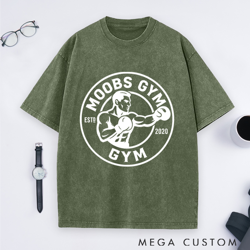 Personalized Fitness Everyday Washed T-Shirts with No Pain No Gain for Fitness Enthusiasts Bodybuilders and Gym Lovers