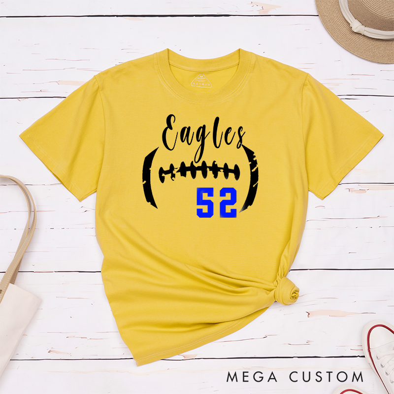 Personalized American Football and Rugby T-Shirts Customized with Your Team Name and Number-Game Day Shirt