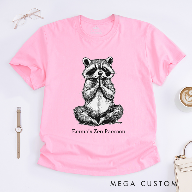 Personalized Funny Raccoon Yoga Classic T-Shirt Raccoon Yoga Pose Top Funny Yoga Tee Meditating Raccoon Shirt Yoga Gift Namaste Shirt