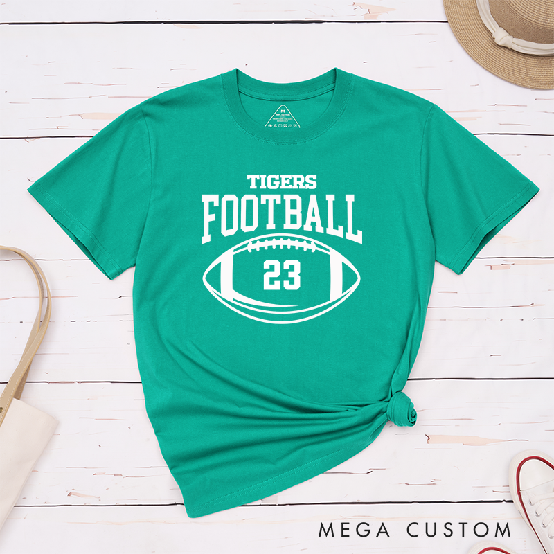 Personalized American Football and Rugby T-Shirt with Custom Team Name and Number