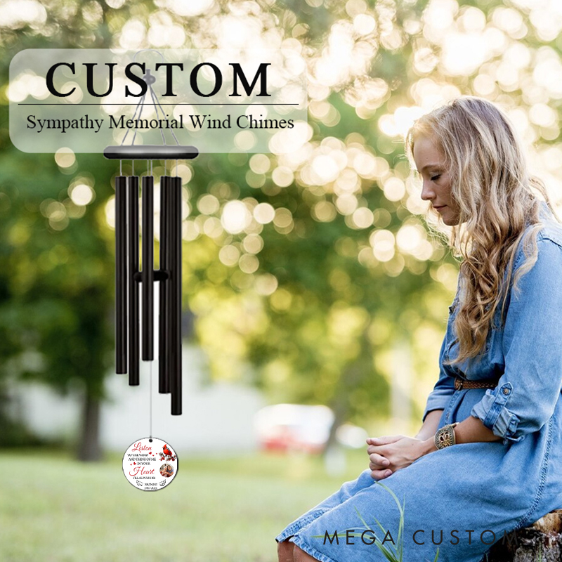Personalized Photo Wind Chimes Listen to the Wind Sympathy Gift for Loss of Loved One in Loving Memory Mommy Wind Chimes