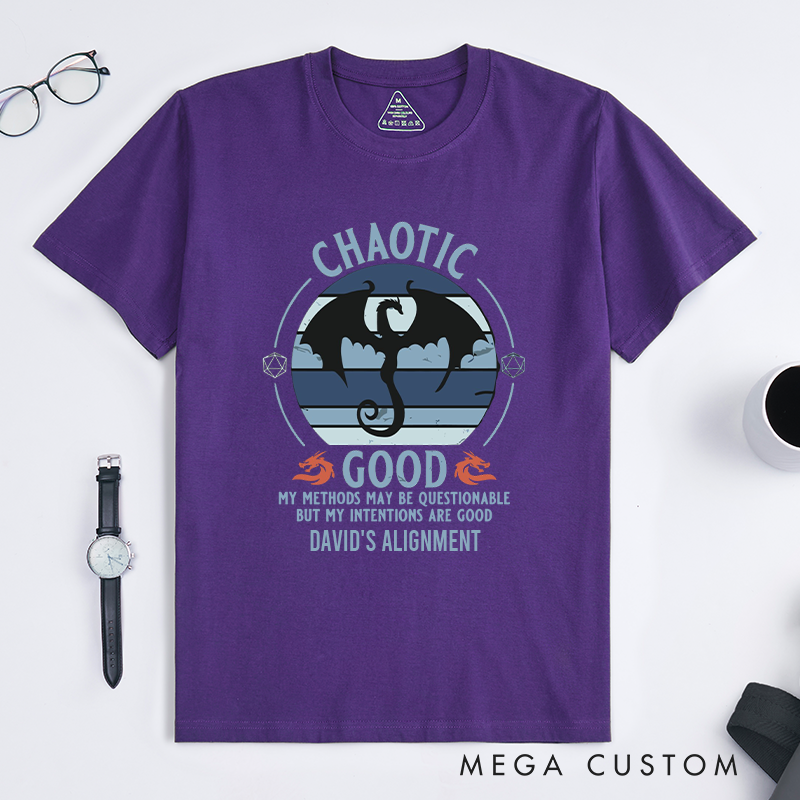 Personalized Chaotic Good DnD Geek Gamer T-Shirt Funny D&D Gift for Players Gift for Gamers Lover