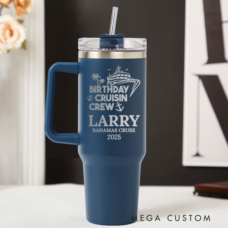 Personalized Where Birthday Cruisin Crew Tumbler Engraved Trip Tumbler with Name and Location Travel Lover Gifts for Friends