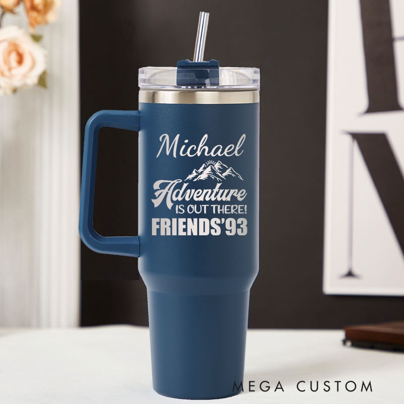 Personalized Adventure is out There Tumbler Beach Vacation Tumbler Engraved Stainless Steel Tumbler Traveling Lover Gift