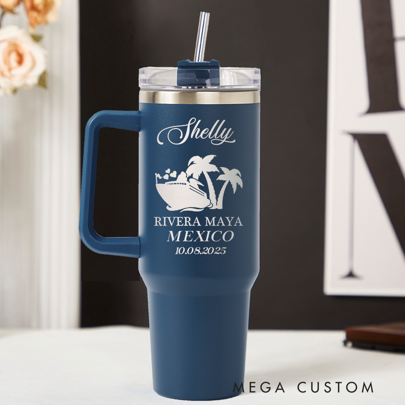 Personalized Rivera Maya Mexico Tumbler Engraved Stainless Steel Tumbler Traveling Lover Gift for Vacation